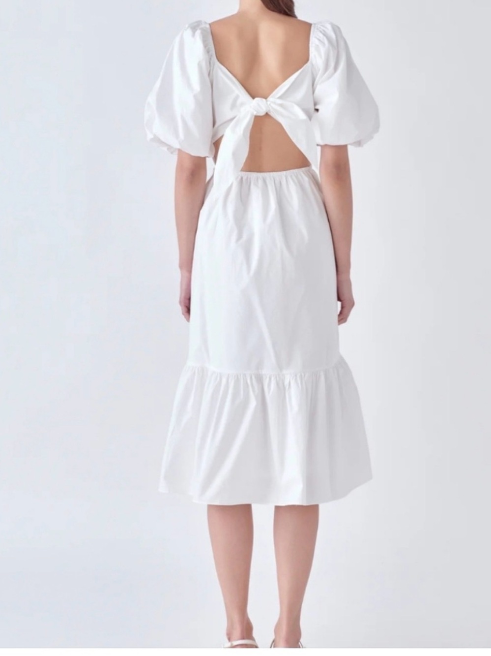English Factory Short-Sleeve Bow-Back Linen Midi Dress - Picture 5 of 9